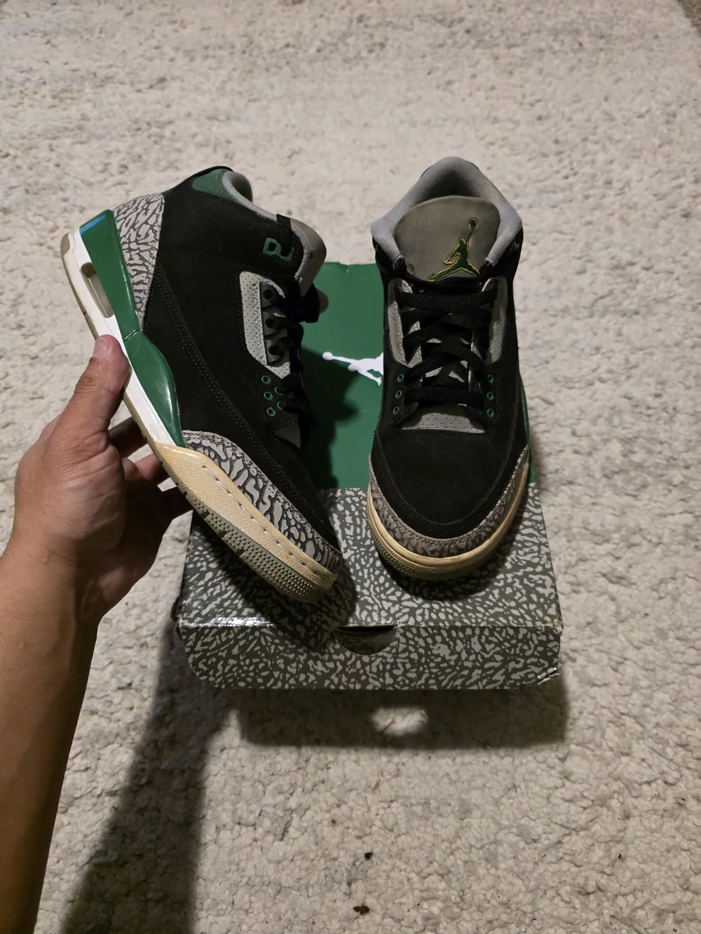 Air Jordan 3 Retro Black Green Men's Sneakers